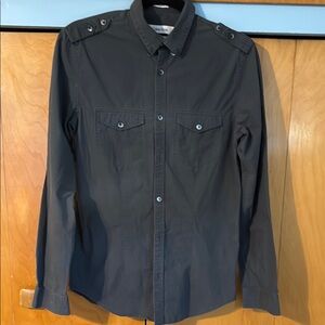 Dark Gray long sleeve 100% Cotton CK Button-Up Shirt